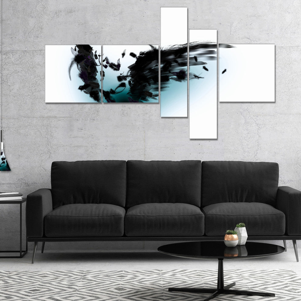 Black Wings, Abstract Canvas art print, 60"x32", 5 panels