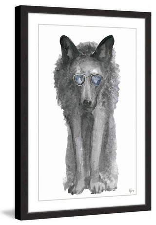 "Gray Wolf with Shades" Framed Painting Print, 24"x36"