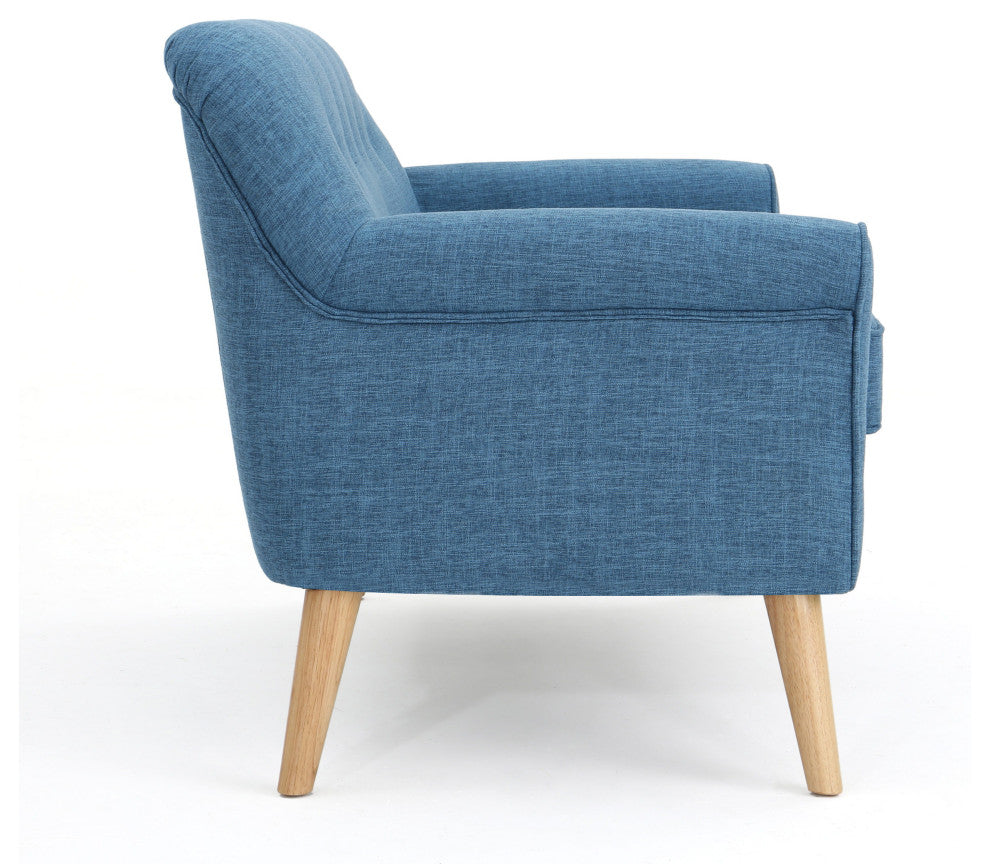 GDF Studio Mia Mid Century Modern Fabric Loveseat, Muted Blue
