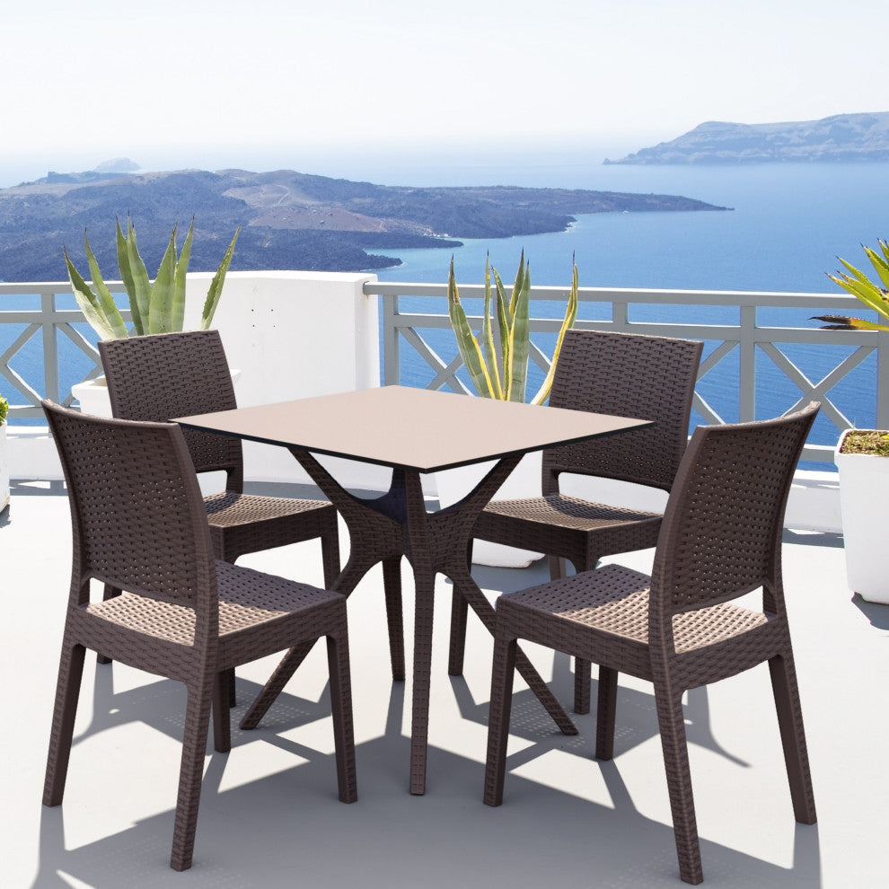 Compamia Ibiza 5-Piece Square Outdoor Dining Set, Brown