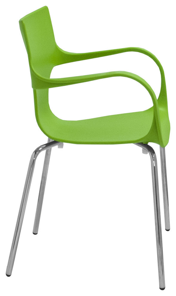 Mod Made Phin Modern Plastic Dining Side Chair, Set of 2, Green