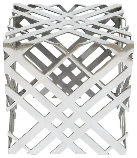 HomeRoots 16" X 10" X 16" Black And White Powder Coated Iron Accent Table