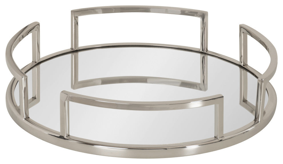 Gohana Decorative Metal Tray, Silver 16" Diameter