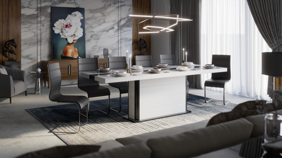 ZANOZA Dining Set, White/Black