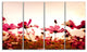 Cosmos Flowers on Pink Background, Floral Canvas Art Print, 48"x28", 4 Panels