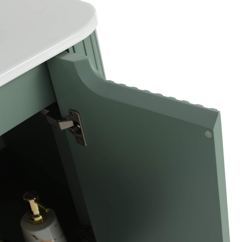 Caskvalley Bath Vanity, Straight Fluted Design Sink Included, Mint Green, 30"