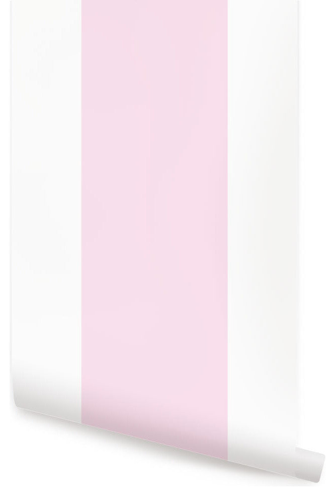 Vertical Stripe Bold Peel and Stick Vinyl Wallpaper , Pink, 24"w X 108"h