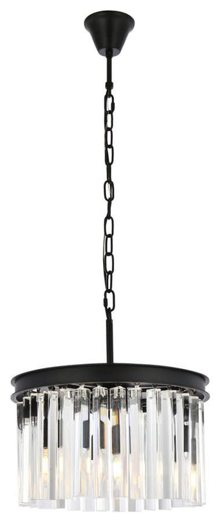 Elegant Lighting 1208D16/RC Sydney 3 Light 16"W Crystal Pendant - Matte Black
