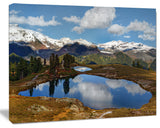 Lake with Pine Trees Reflecting Sky, Landscape Canvas Art Print, 40"x30"