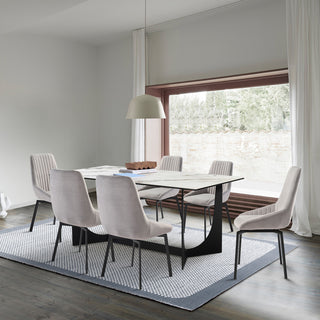 Esme Susie 7 Piece Dining Set With Gray Fabric Chairs