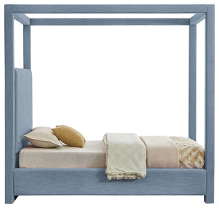 Emerson Upholstered Bed, Sky Blue, Twin, Linen Textured Fabric