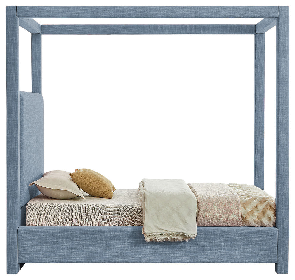 Emerson Upholstered Bed, Sky Blue, Twin, Linen Textured Fabric