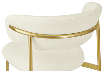 Lupita Vegan Leather Dining Chair, Set of 2, Cream, Brushed Gold Finish