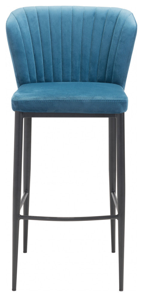 Set of Two Teal Blue Sea Shell Bar Chairs
