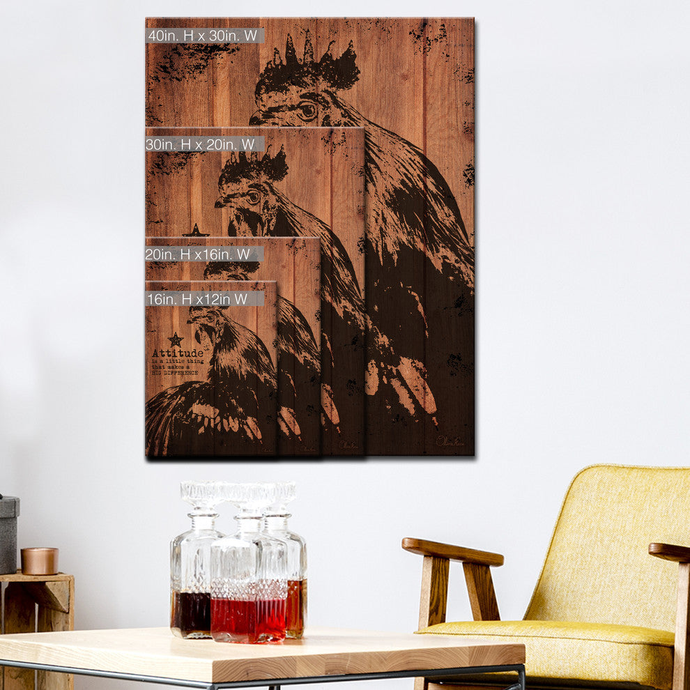 Ready2HangArt Farmhouse ''Rooster'' Wrapped Canvas Animal Wall Art, 12"x16"