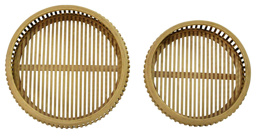 HomeRoots S/2 Handcrafted Tulum Rattan Trays