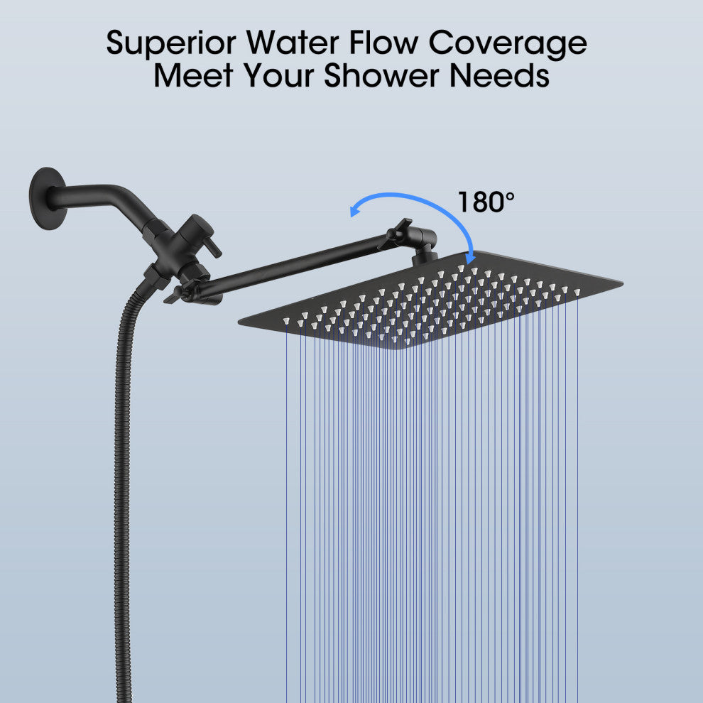 Completed Shower System with Rough-in Valve and Handheld Shower, Matt Black, 10"
