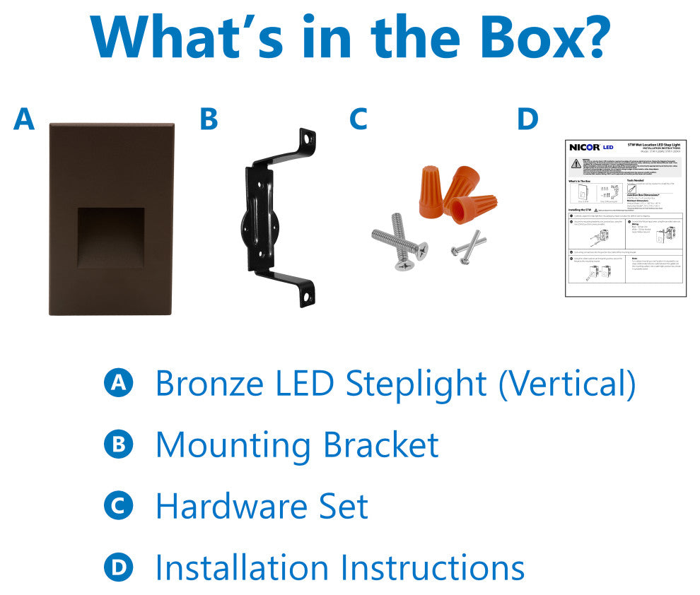 STW Series Vertical Wet Location LED Step Light, Bronze