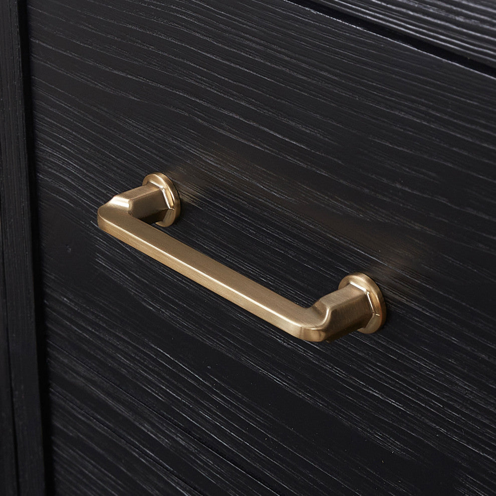 Leon Bath Vanity With Composite Stone Top, Fir Wood Black, 48", No Mirror