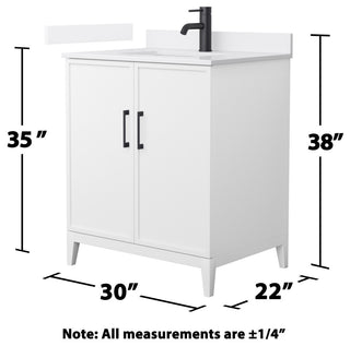 Elan 30" Single Vanity, White, White Cultured Marble Top, Black Trim