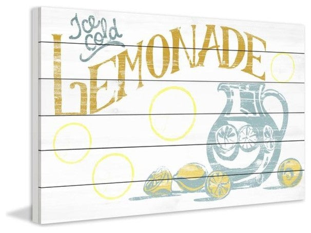 "Ice Cold Lemonade II" Painting Print on White Wood, 24"x16"
