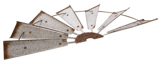 32"L Galvanized Farmhouse Half Wind Spinner Wall Decor, Natural