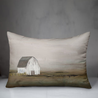 Barn In Fog 20 x 14 Spun Poly Pillow