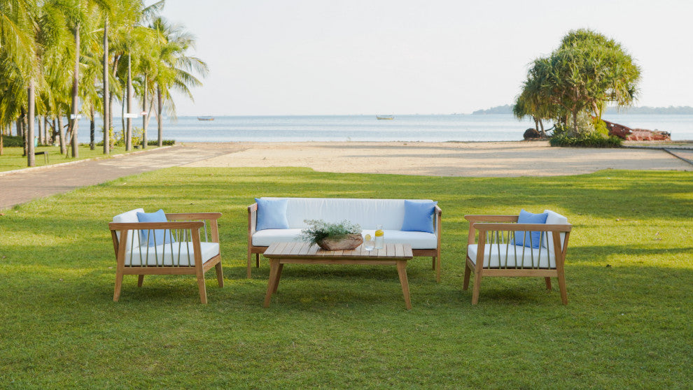 ROSSIO - ICOO 4-Piece Teak Outdoor Sofa Set , Teak Coffee Table
