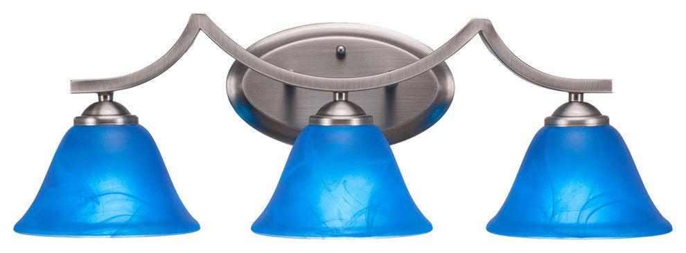Zilo 3-Light Bath Bar Shown, Graphite Finish With 7" Blue Italian Glass