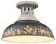 1 Light 14" Semi-Flush Mount, Aged Galvanized Steel With