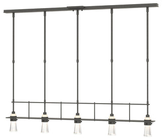 Erlenmeyer 5 Light Pendant, Natural Iron Finish, Clear Glass