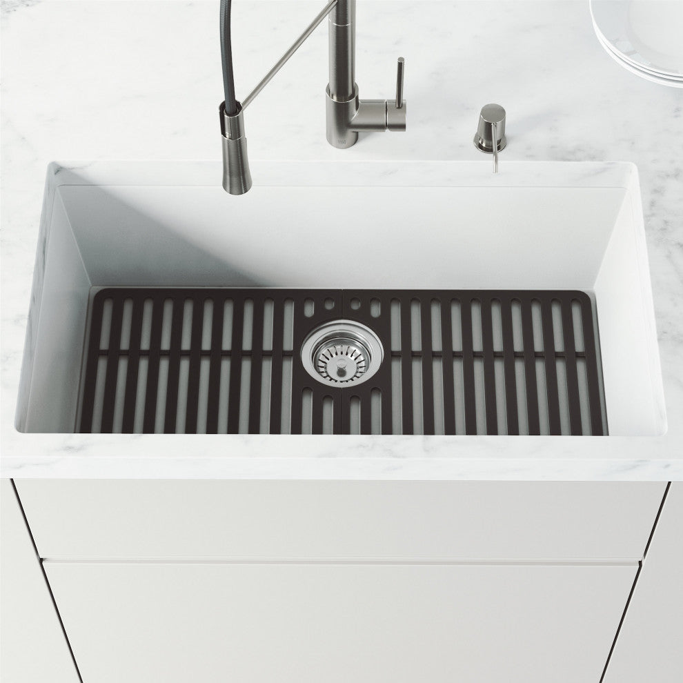 VIGO Silicone Protective Bottom Grid for Single Bowl Kitchen Sink, Matte Black, 28"lx15"w