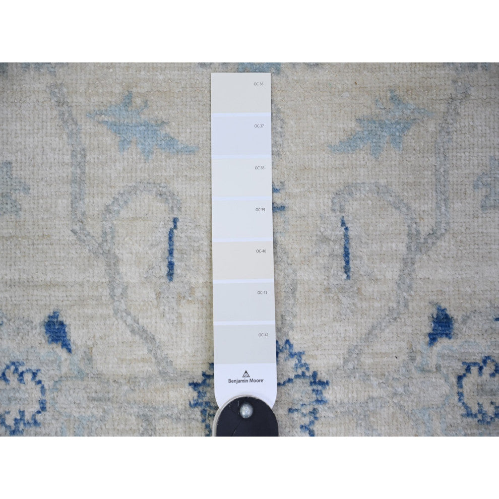 White Wash Peshawar Pure Wool Hand Knotted Oriental Rug, 2'9"x11'9"