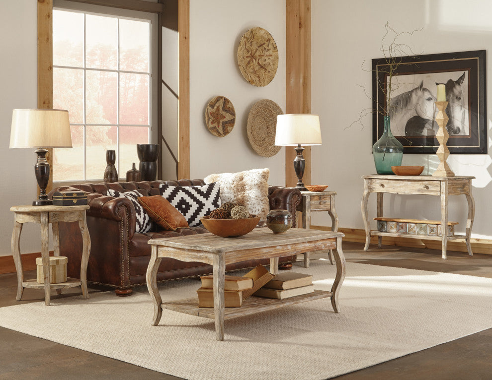 Rustic - Reclaimed Round End Table, Driftwood