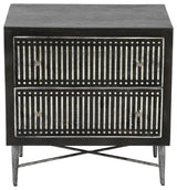 Sarah 2 Drawer Nightstand, Mango Solid Wood Antique Brown Finish on Iron Base