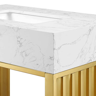 Gridiron 30" Bathroom Vanity, White Gold