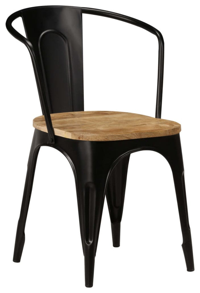 vidaXL Dining Chairs 6 pcs Black Solid Mango Wood
