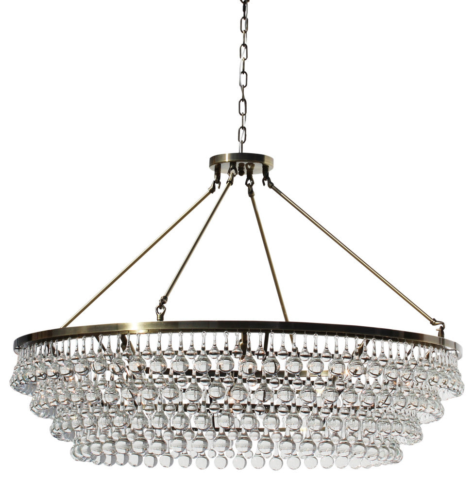 Celeste XL Crystal Chandelier, Hanging or Flush mount, Antique Brass