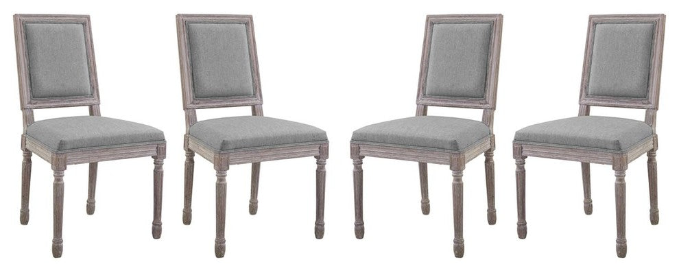 Light Gray Court Dining Side Chair Upholstered Fabric Set of 4