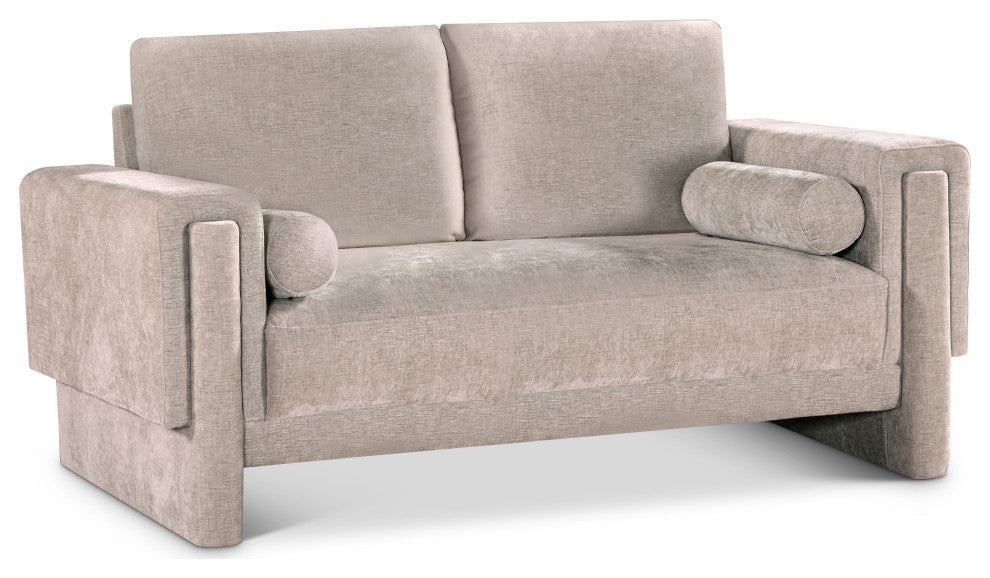 Madeline Chenille Fabric Upholstered Chair, Beige, Loveseat