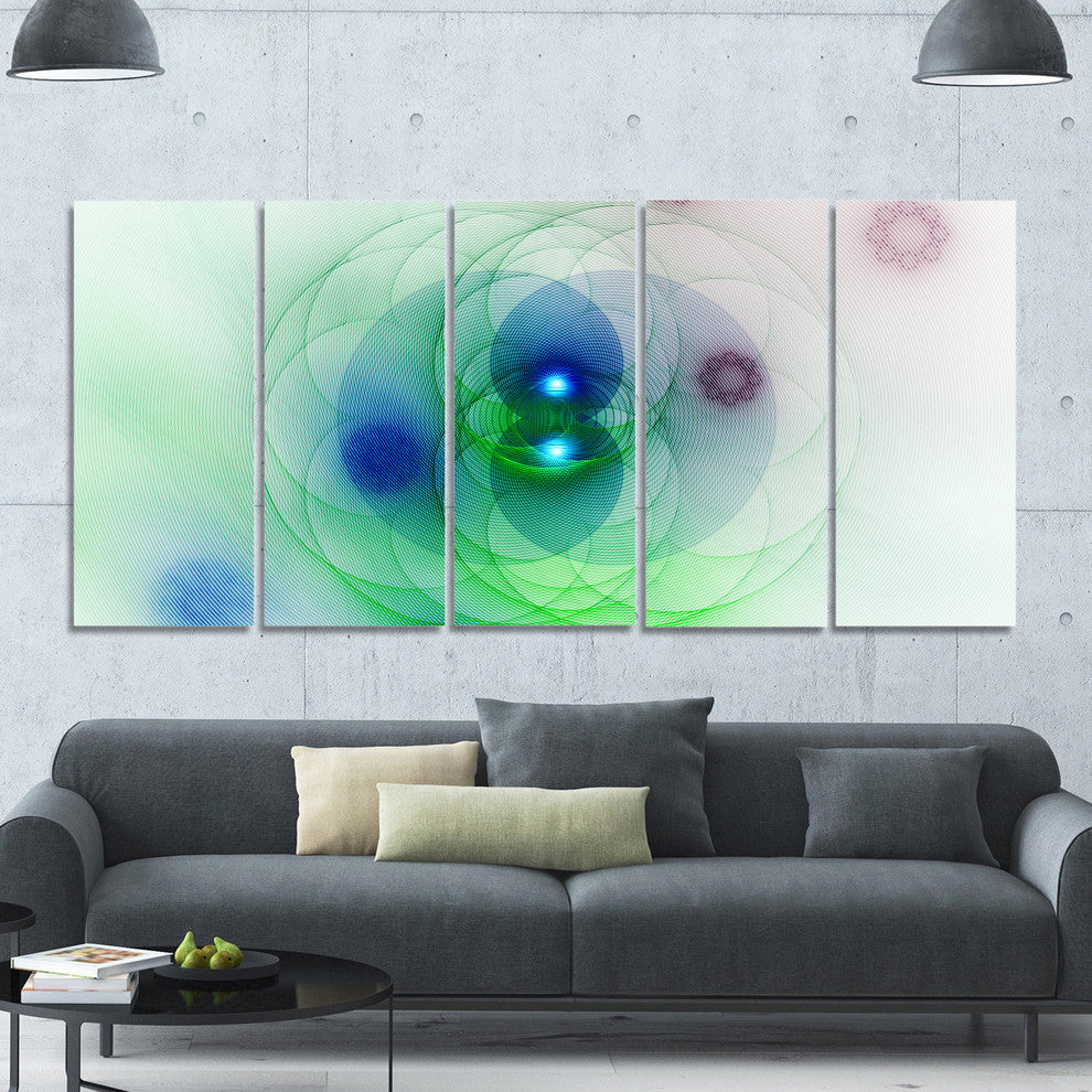 Merge Colored Spheres., Abstract Canvas Art Print, 60"x28", 5 Panels