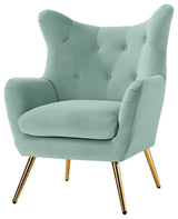 Tufted Accent Chair With Golden Legs, Sage