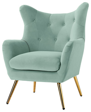 Tufted Accent Chair With Golden Legs, Sage
