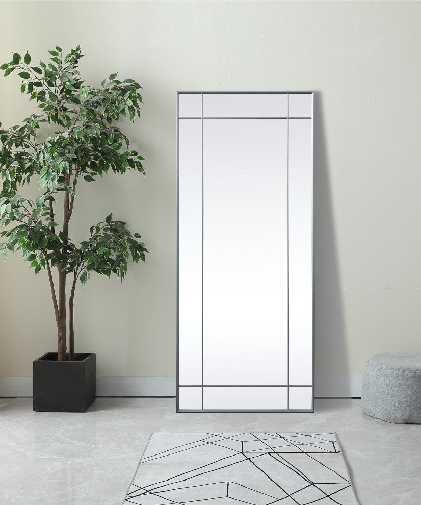 French Panel Full Length Mirror 30x70", Silver