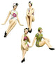 Retro Bathing Beauty Figurine 4pc Set 1920s Swim Suit Floral Tropical Print