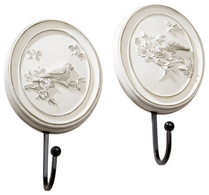 AA Importing 66212-WH White Bird Hooks, 2-Piece Set