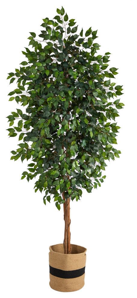 Nearly Natural T2902 8 Ficus Artificial Tree in Handmade Natural Cotton Planter