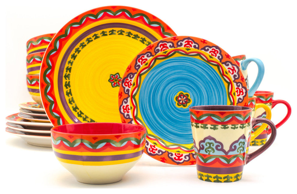 Euro Ceramica Galicia 16 Piece Dinnerware Set, Service for 4