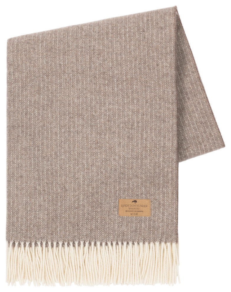 Pinstripe Cashmere Throws, Taupe