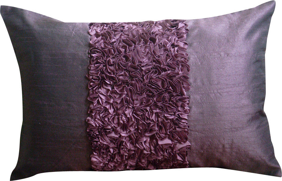Purple Rectangular Pillow Covers 12"x26" Silk, Plum Love